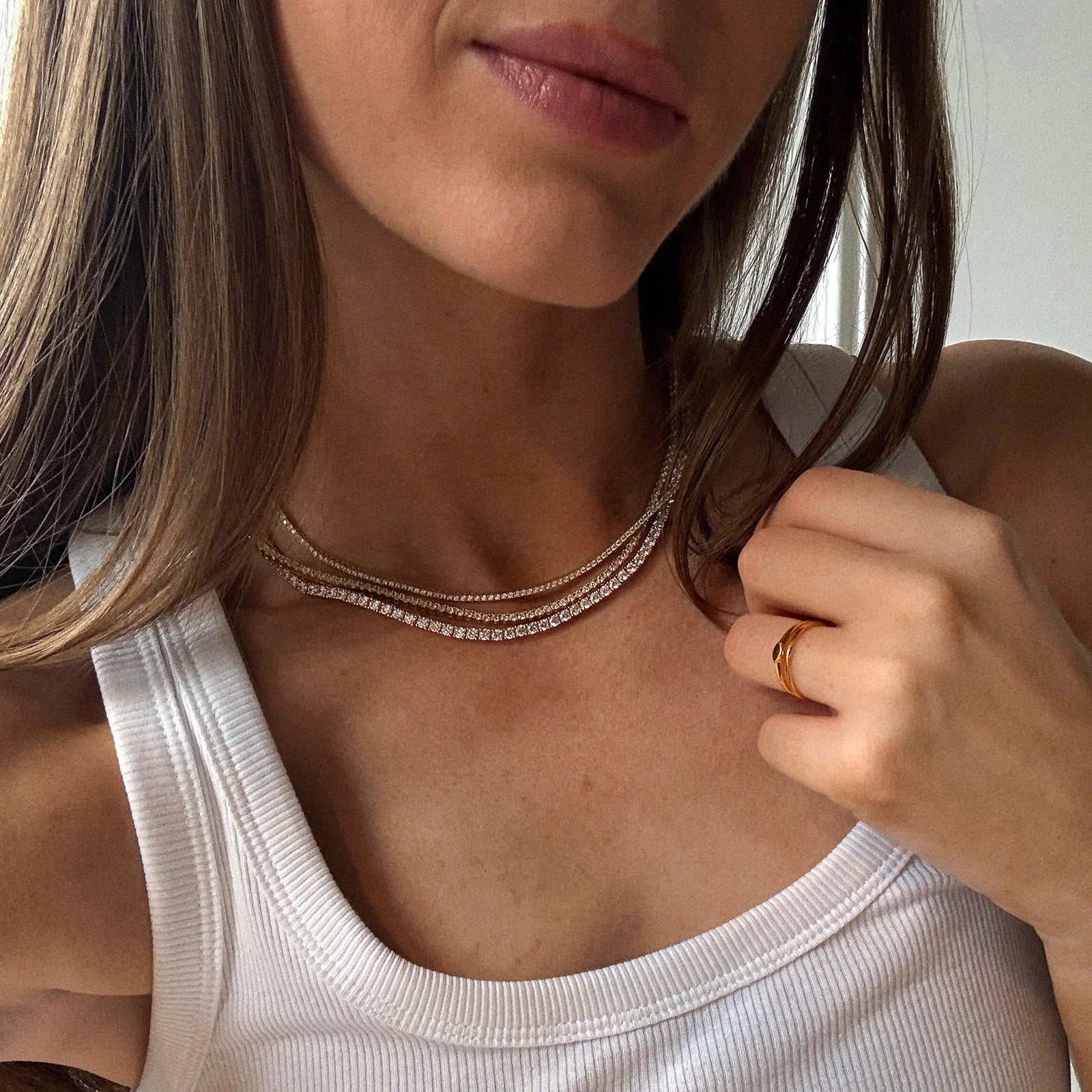 Billie Gold Tennis Necklace - Gold Plated Brass