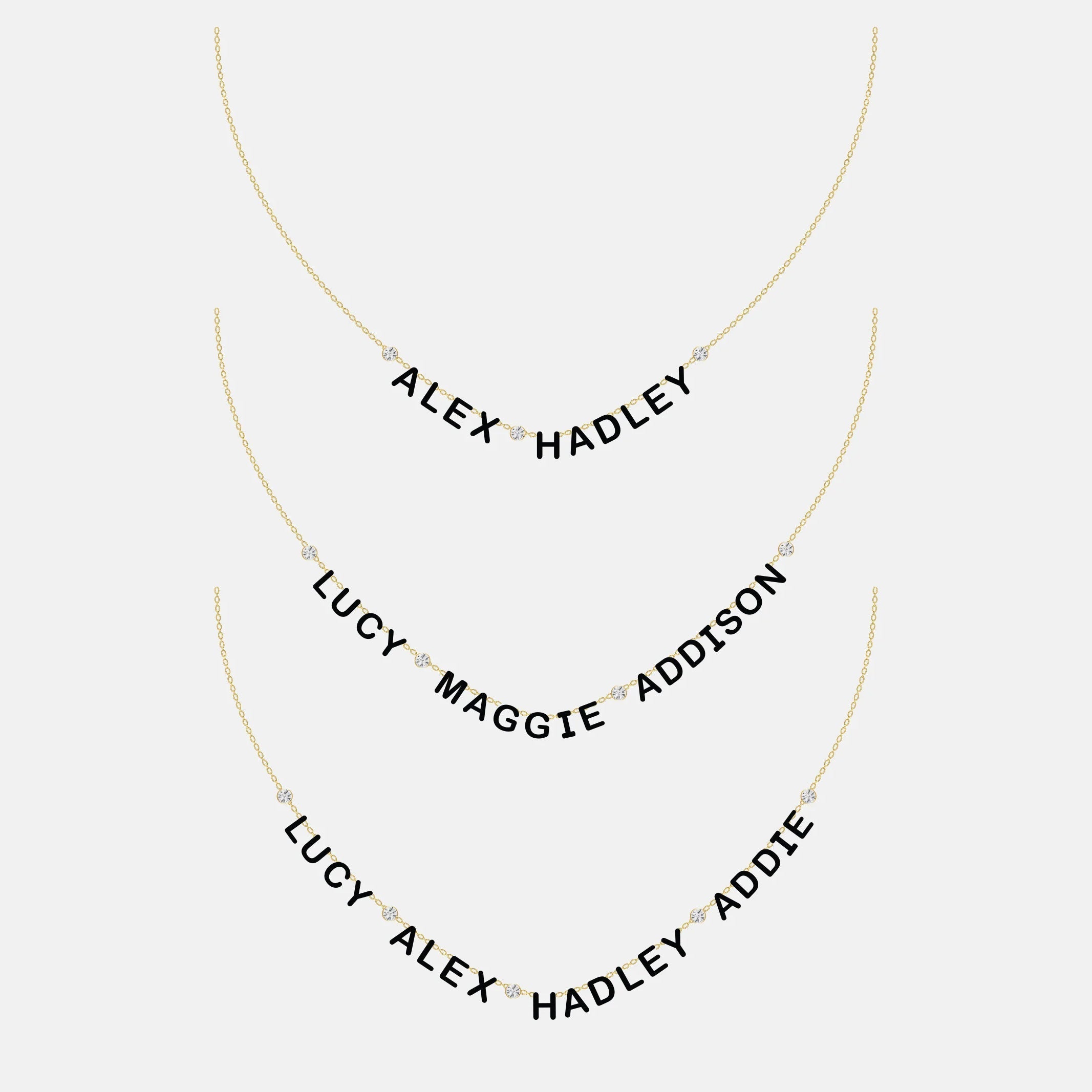 14K Gold Custom Multi Name Necklace - 4 Names