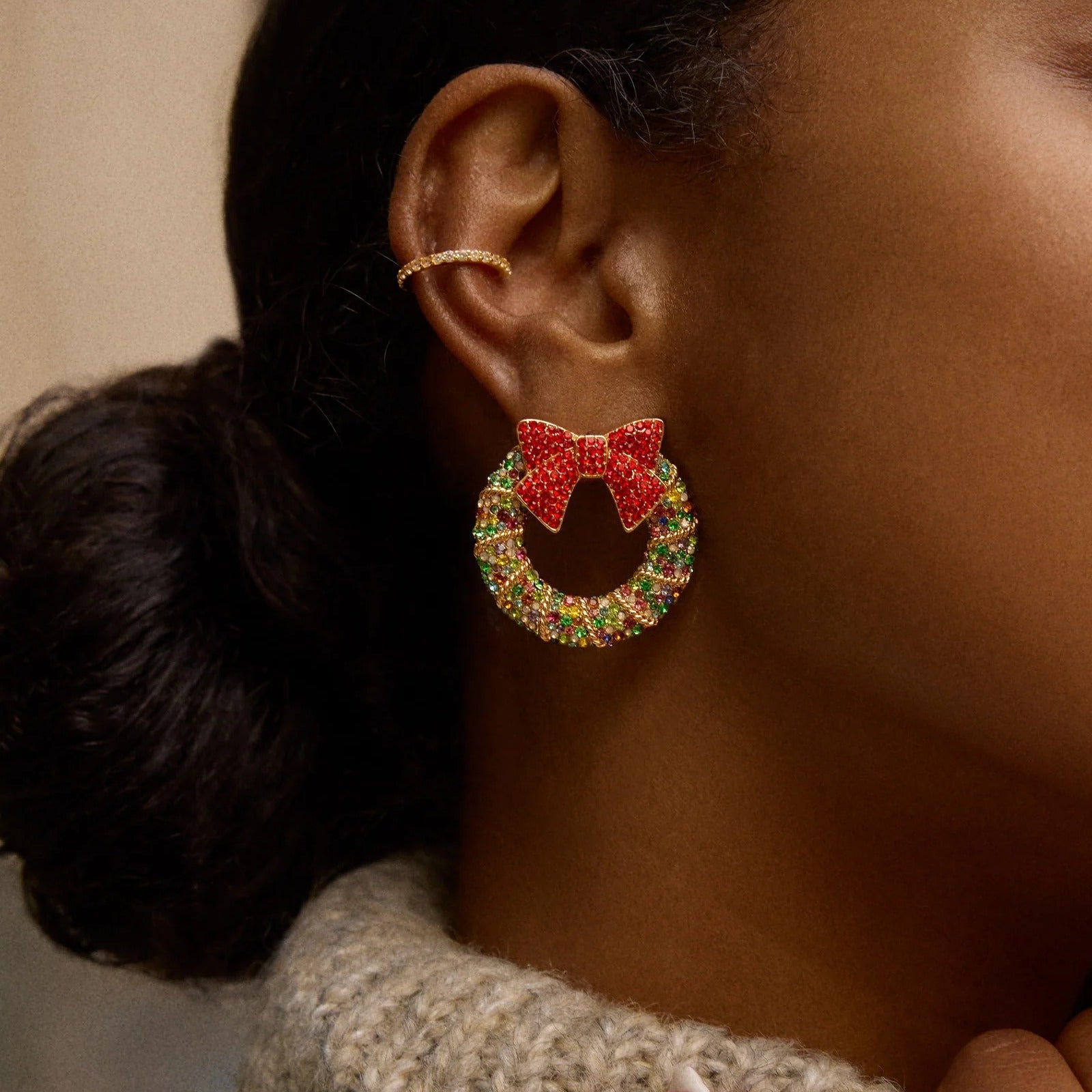 All Wreathed Up Holiday Earrings - Holiday Wreath