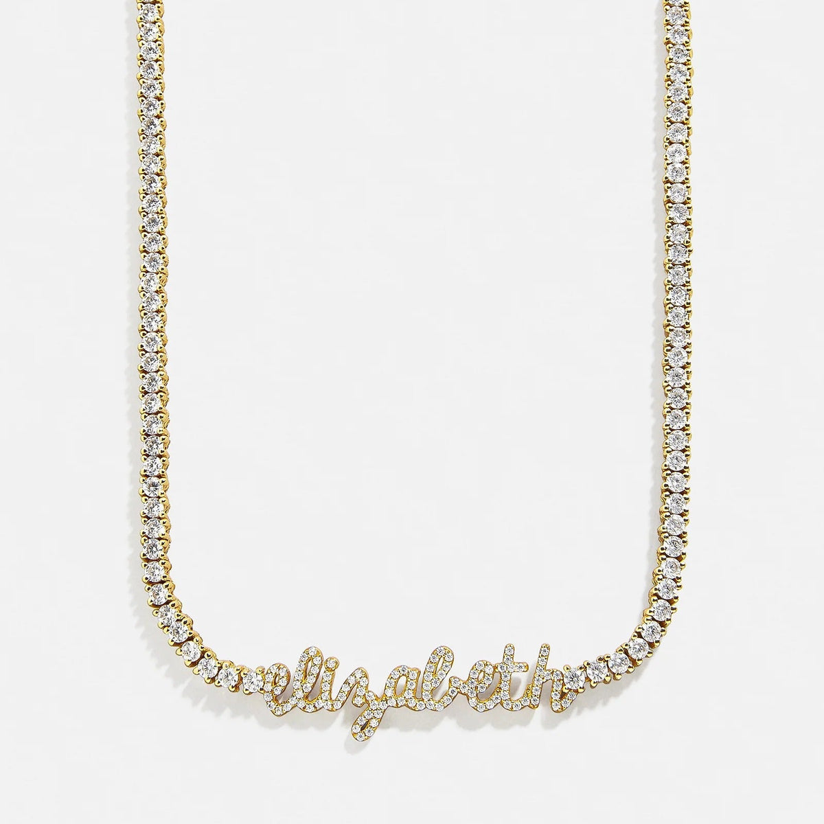 Billie 14K Gold Tennis Custom Nameplate Necklace - Mini Script