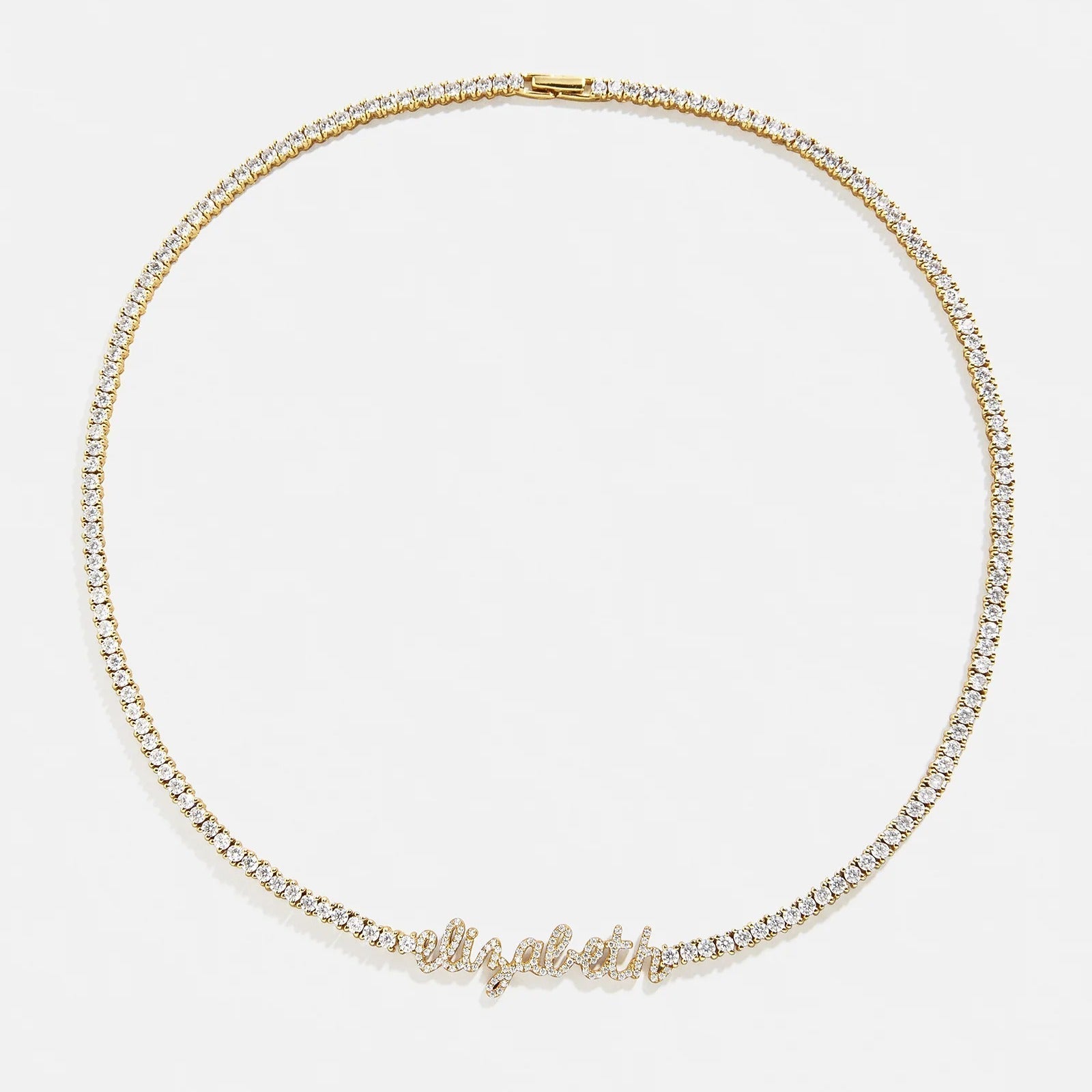 Billie 14K Gold Tennis Custom Nameplate Necklace - Mini Script