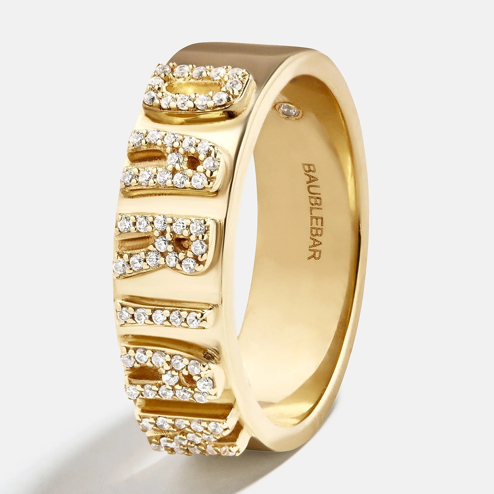 14K Gold Cigar Band Custom Ring - Gold/Pavé
