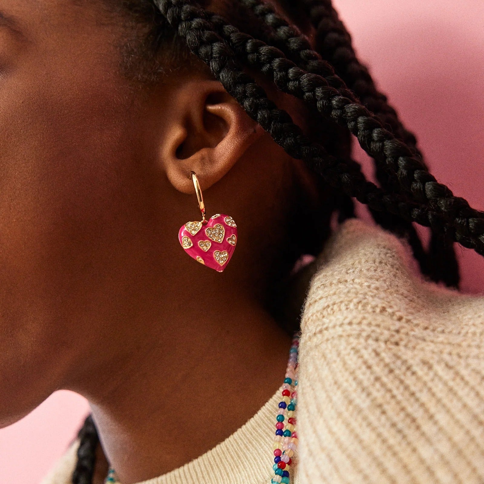 Be My Heart Kids' Earrings - Hot Pink