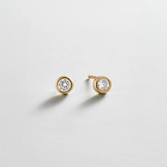 Annabeth 14K Gold Stud Earrings - Round Stone