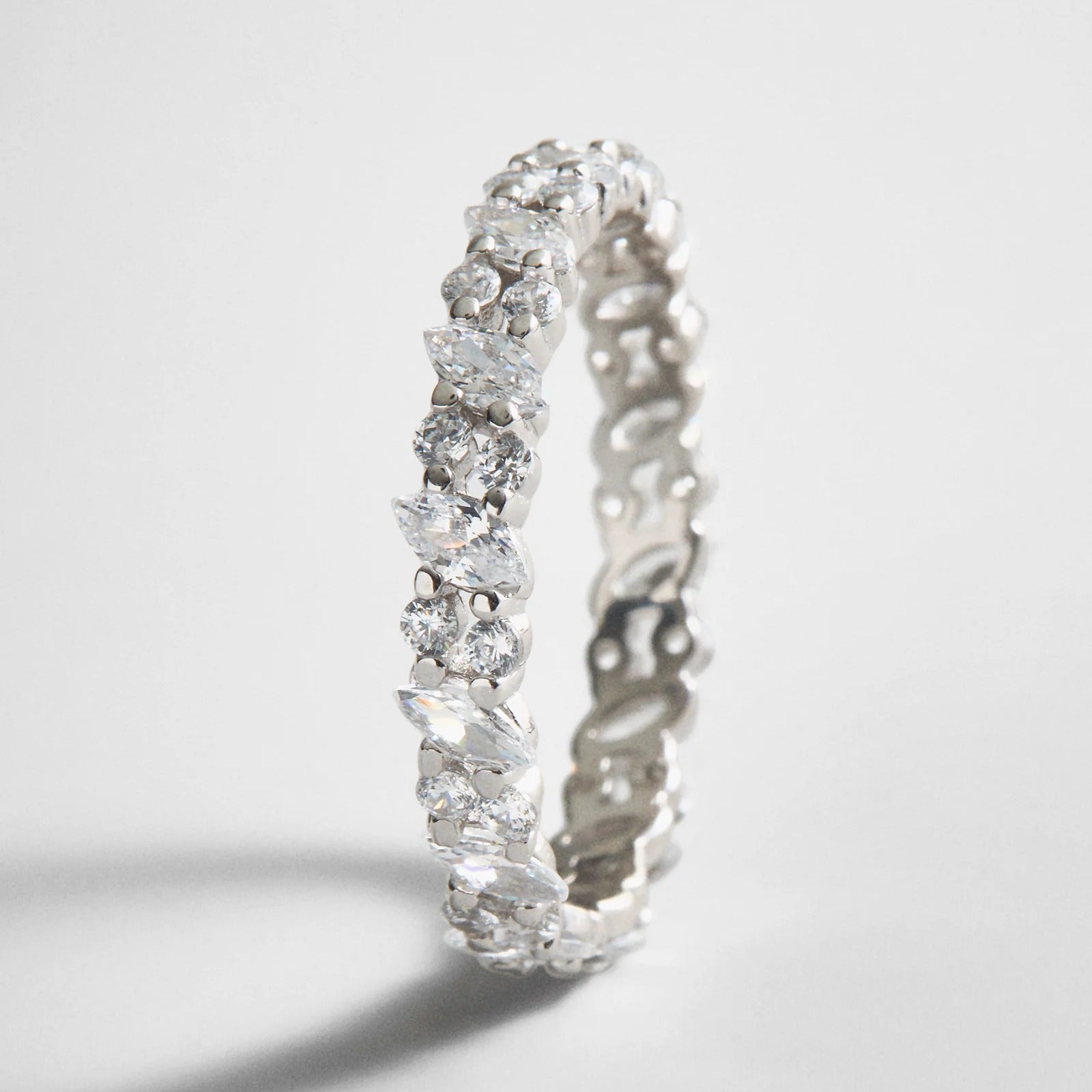 Alexandra Sterling Silver Crystal Ring - Silver/Pavé