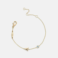 14K Gold Initial Birthstone Custom Bracelet - Aquamarine