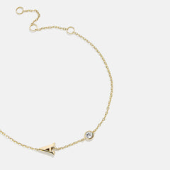 14K Gold Initial Birthstone Custom Bracelet - Crystal