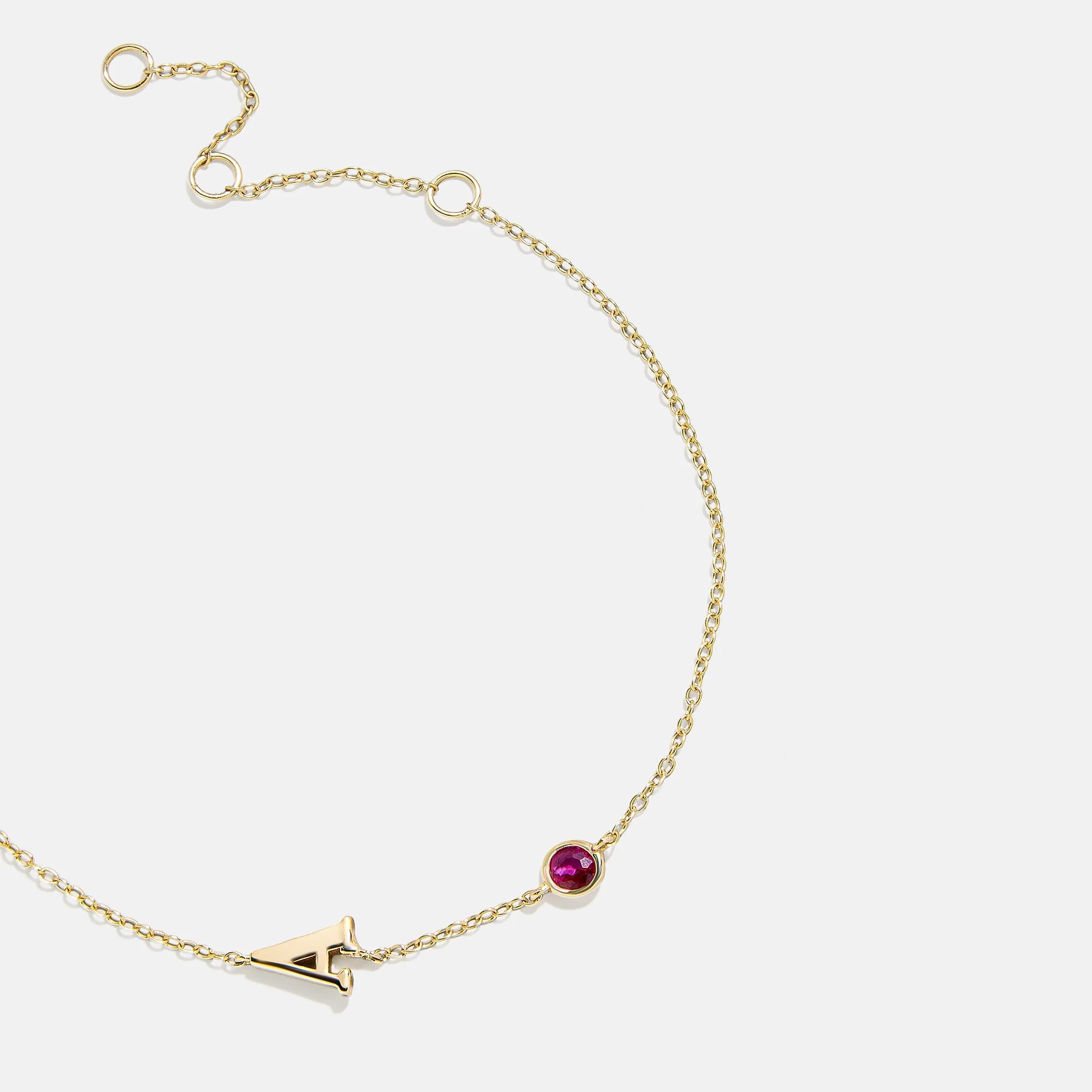 14K Gold Initial Birthstone Custom Bracelet - Rose