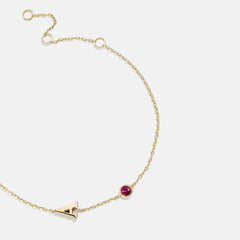 14K Gold Initial Birthstone Custom Bracelet - Rose