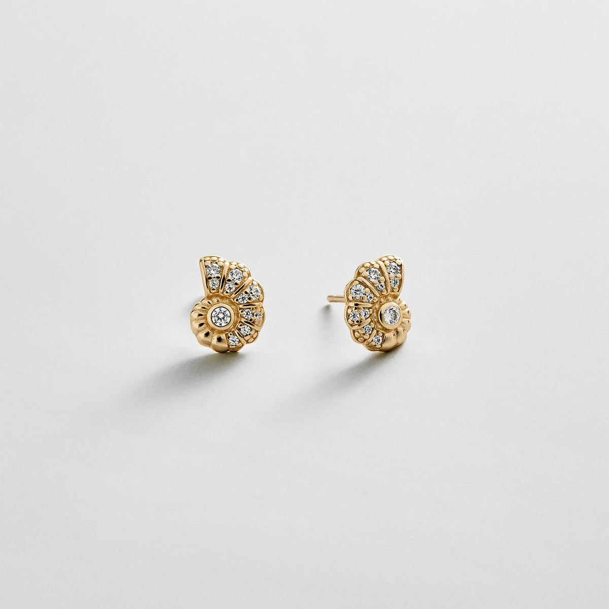 14K Gold Just For Fun Earrings - Spiral Shell