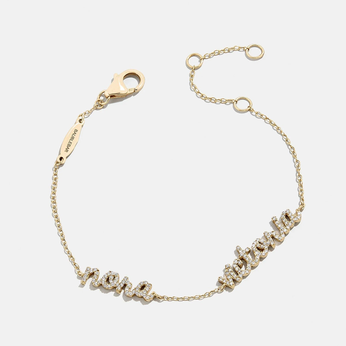 14K Gold/Pavé Custom Script Multi Name Bracelet - 2 Names