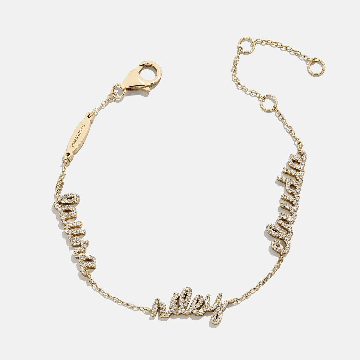 14K Gold/Pavé Custom Script Multi Name Bracelet - 3 Names