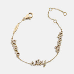 14K Gold/Pavé Custom Script Multi Name Bracelet - 3 Names