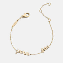 14K Gold Custom Script Multi Name Bracelet - 2 Names