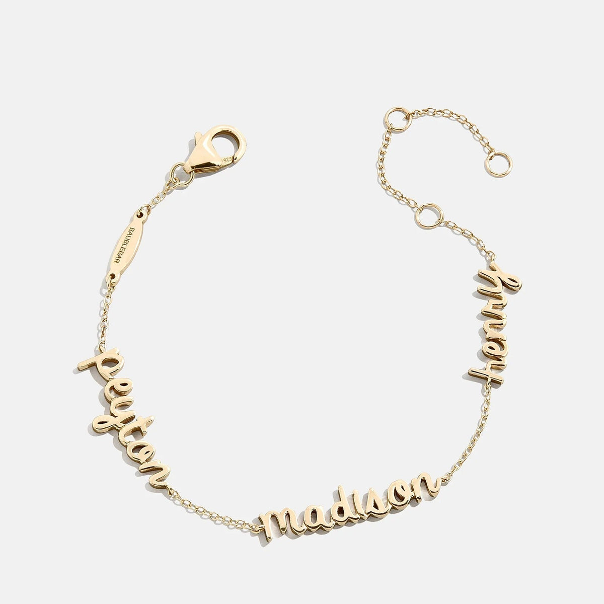 14K Gold Custom Script Multi Name Bracelet - 3 Names