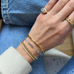 14K Gold Custom Script Multi Name Bracelet - 2 Names
