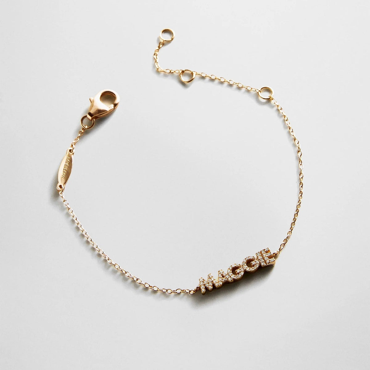 14K Gold/Pavé Custom Block Multi Name Bracelet - 1 Name