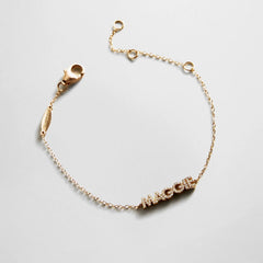 14K Gold/Pavé Custom Block Multi Name Bracelet - 1 Name