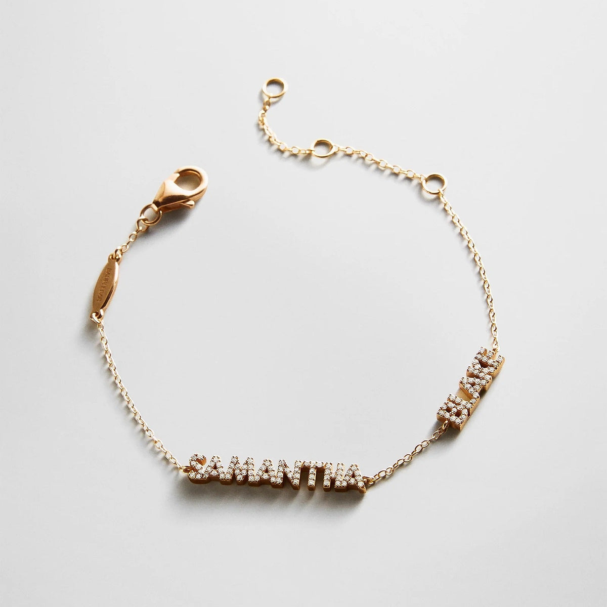 14K Gold/Pavé Custom Block Multi Name Bracelet - 2 Names