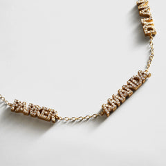 14K Gold/Pavé Custom Block Multi Name Bracelet - 3 Names
