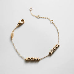 14K Gold Custom Block Multi Name Bracelet - 2 Names