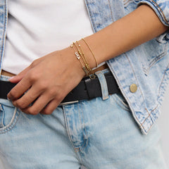 14K Gold Custom Block Multi Name Bracelet - 1 Name