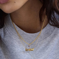 14K Gold Custom Nameplate Necklace - Bold