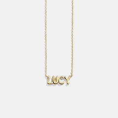 14K Gold Custom Nameplate Necklace - Bubble
