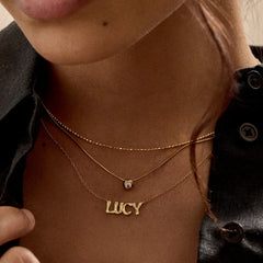 14K Gold Custom Nameplate Necklace - Bubble