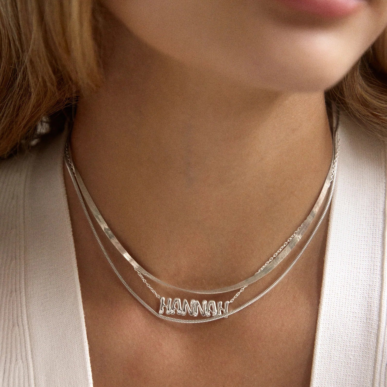 14K Gold Custom Nameplate Necklace - Bubble