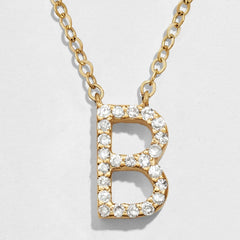 14K Gold Diamond Initial Necklace