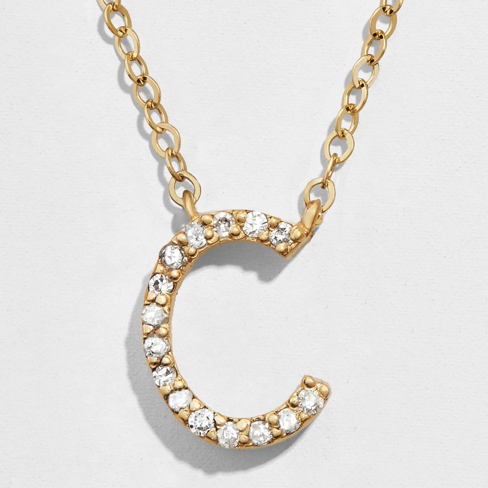 14K Gold Diamond Initial Necklace