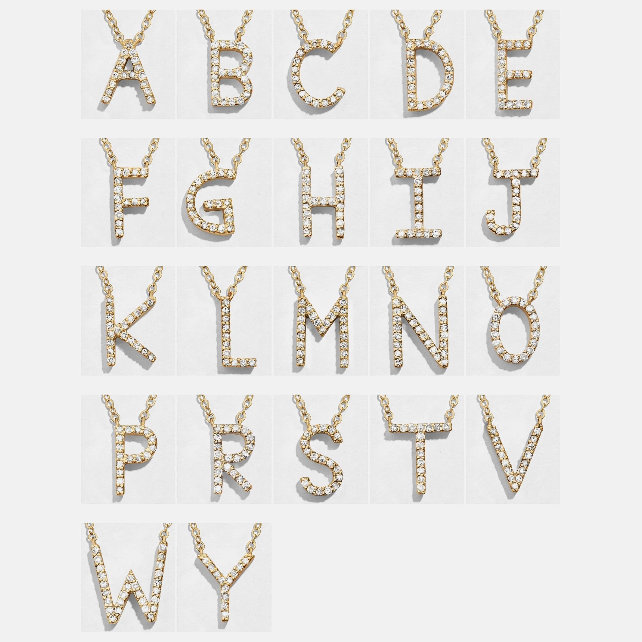 14K Gold Diamond Initial Necklace