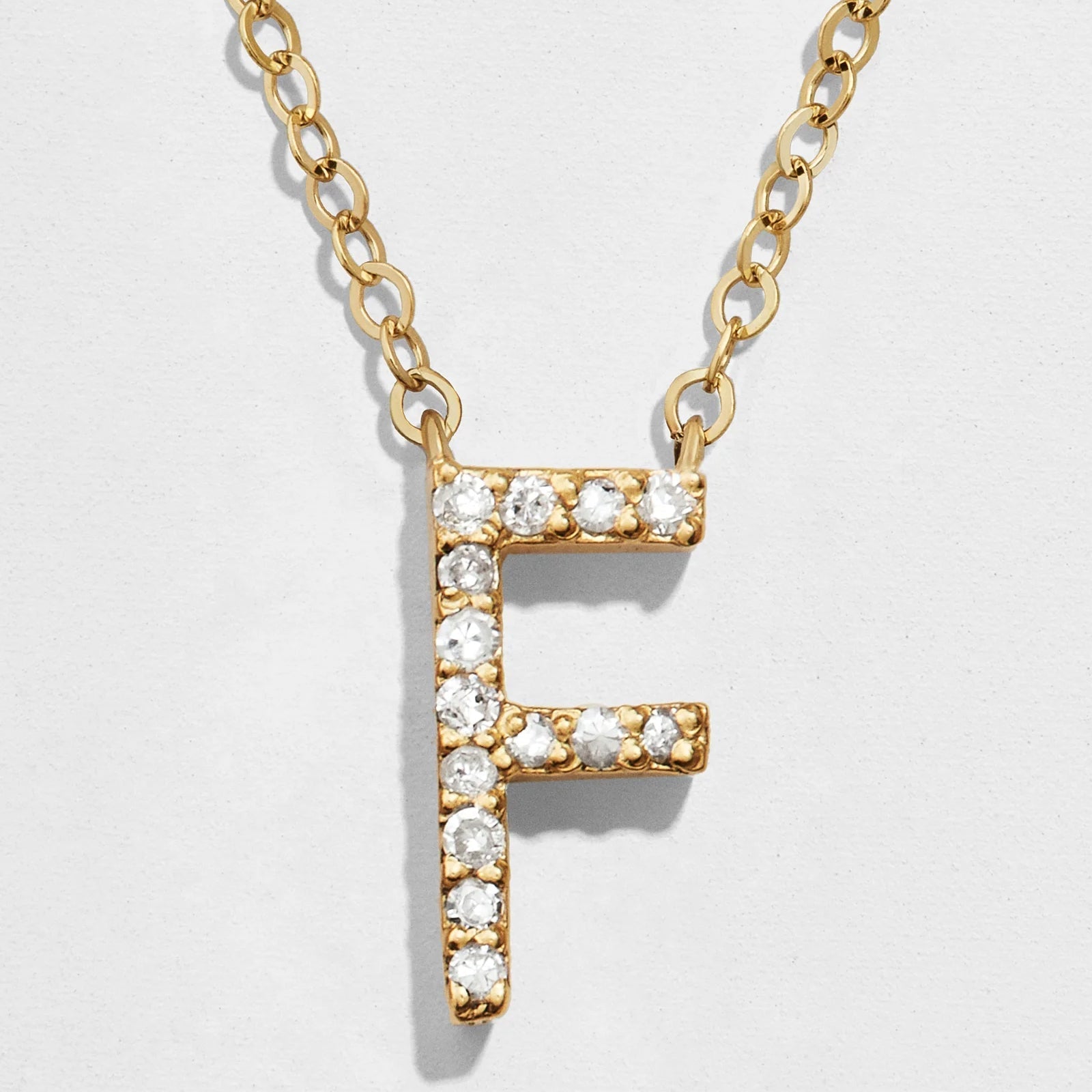 14K Gold Diamond Initial Necklace