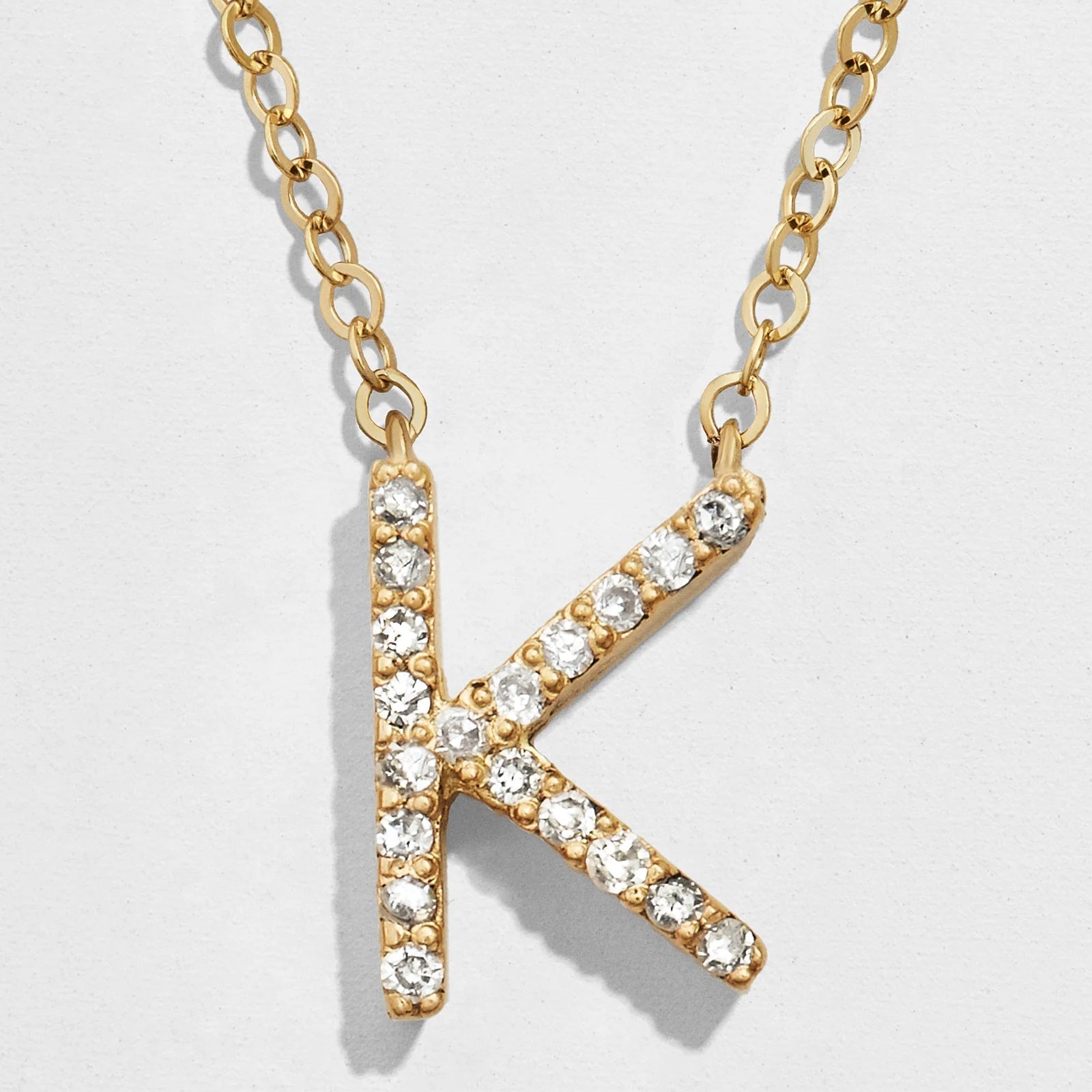 14K Gold Diamond Initial Necklace