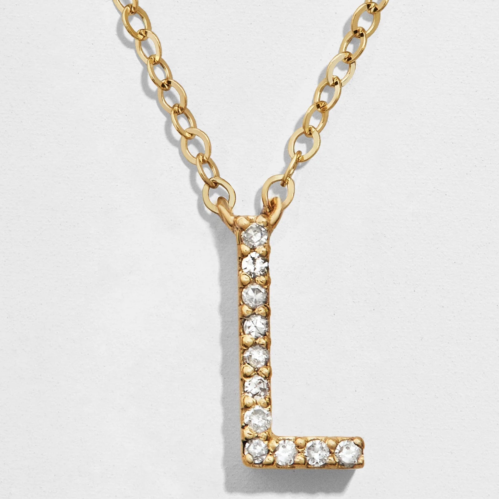 14K Gold Diamond Initial Necklace