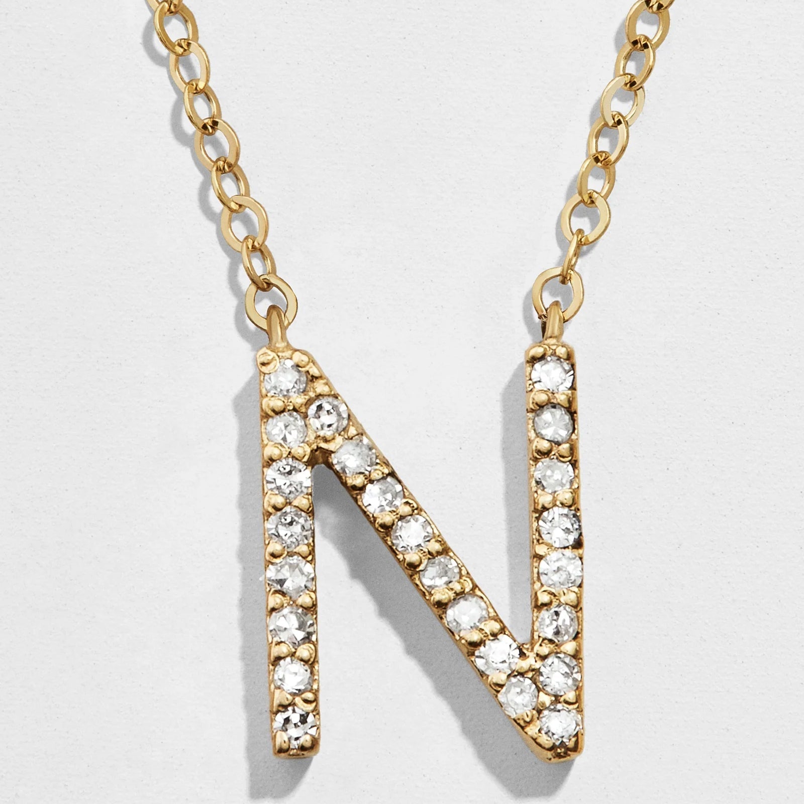14K Gold Diamond Initial Necklace