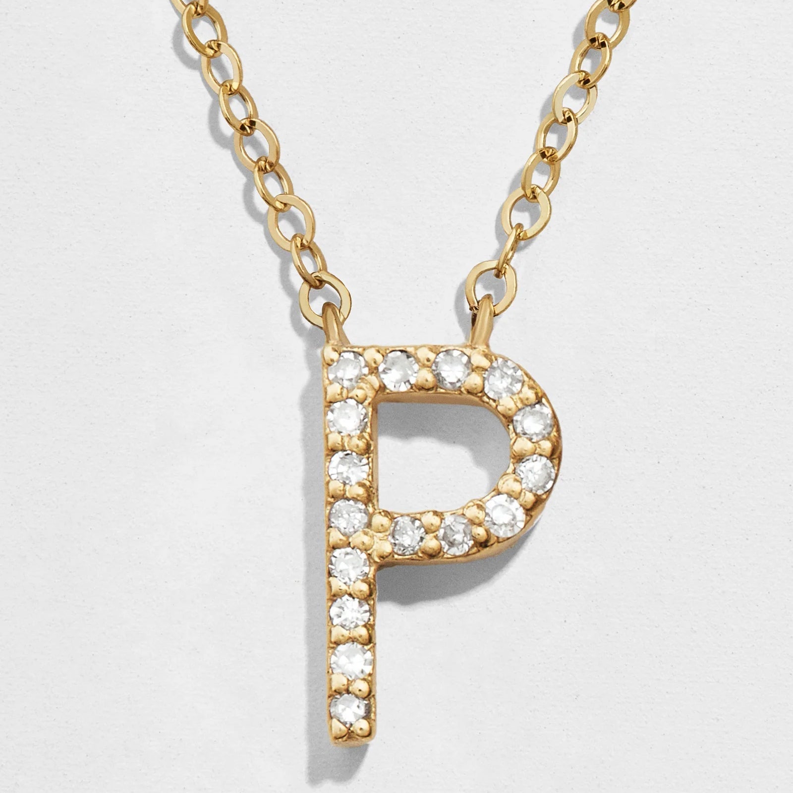 14K Gold Diamond Initial Necklace