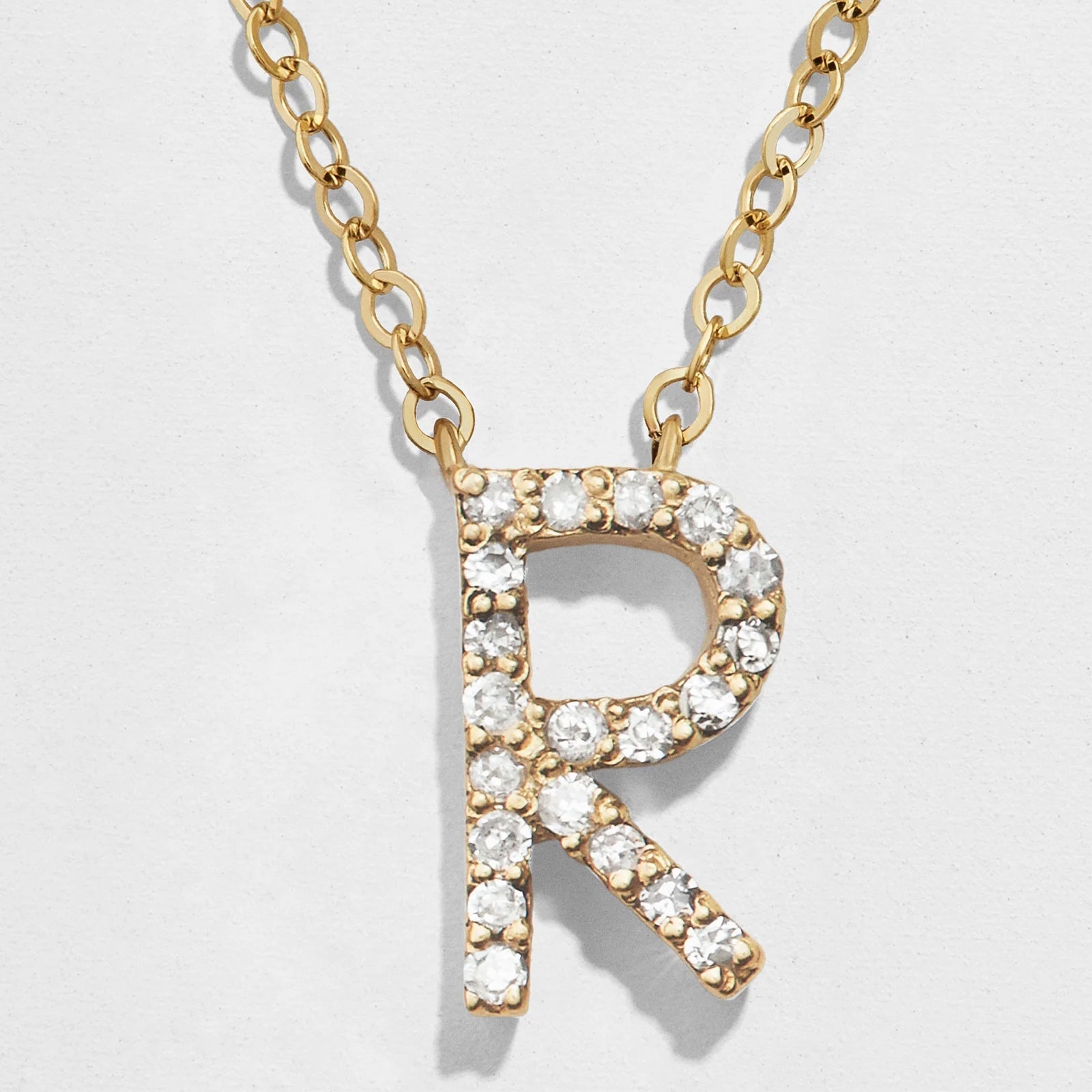 14K Gold Diamond Initial Necklace