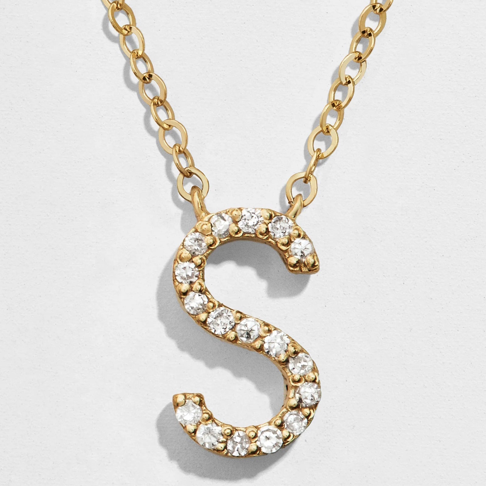 14K Gold Diamond Initial Necklace