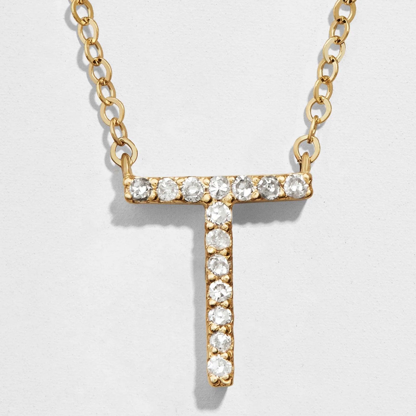 14K Gold Diamond Initial Necklace