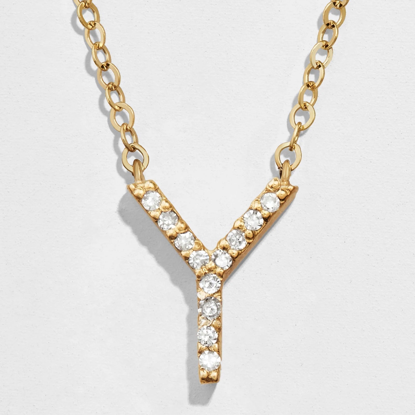 14K Gold Diamond Initial Necklace
