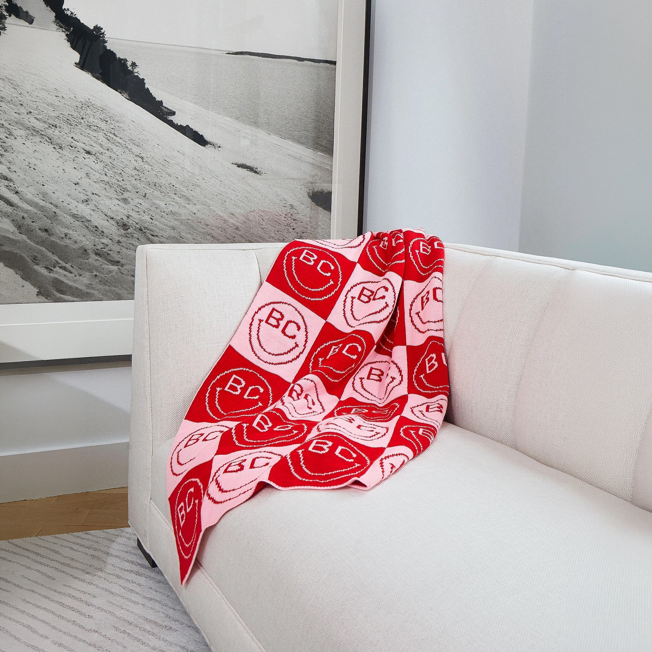 All Smiles Custom Blanket - Pink/Red