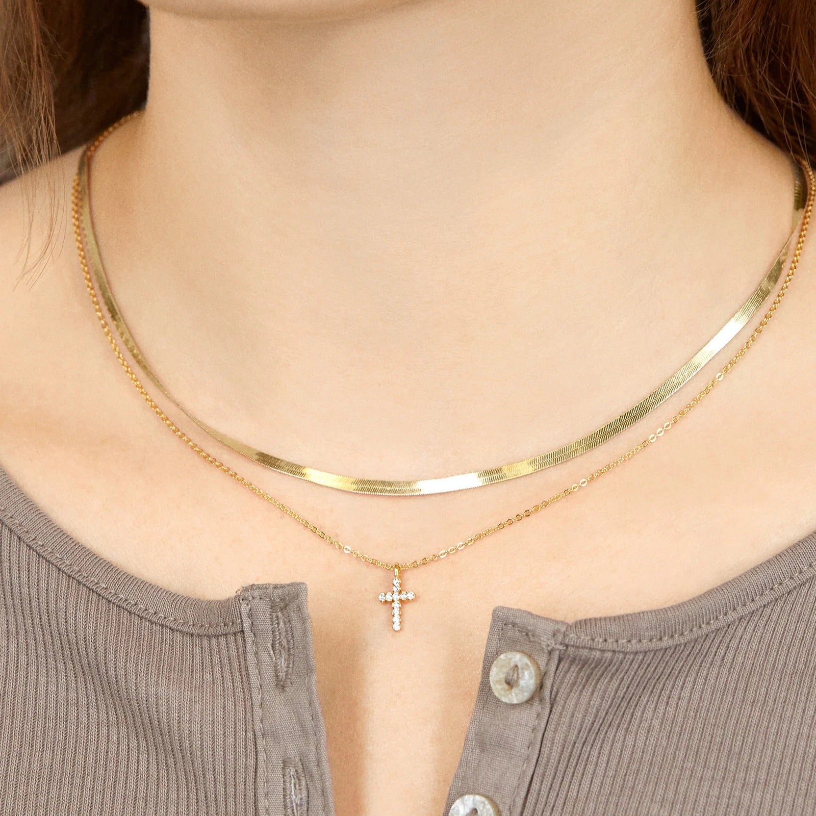 Agape 14K Gold Necklace - Gold/Pavé