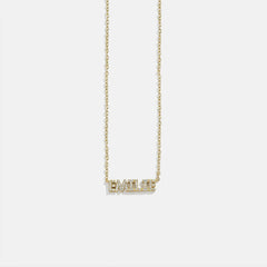 14K Gold Custom Nameplate Necklace - Mini Block