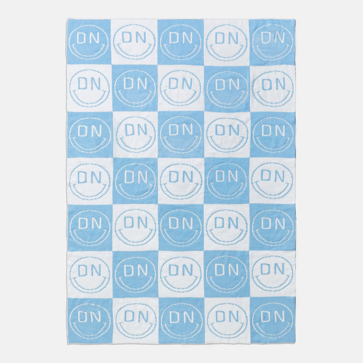 All Smiles Custom Blanket - Light Blue/White