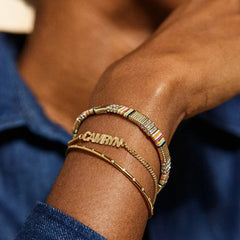 14K Gold Curb Chain Custom Nameplate Bracelet - Gold