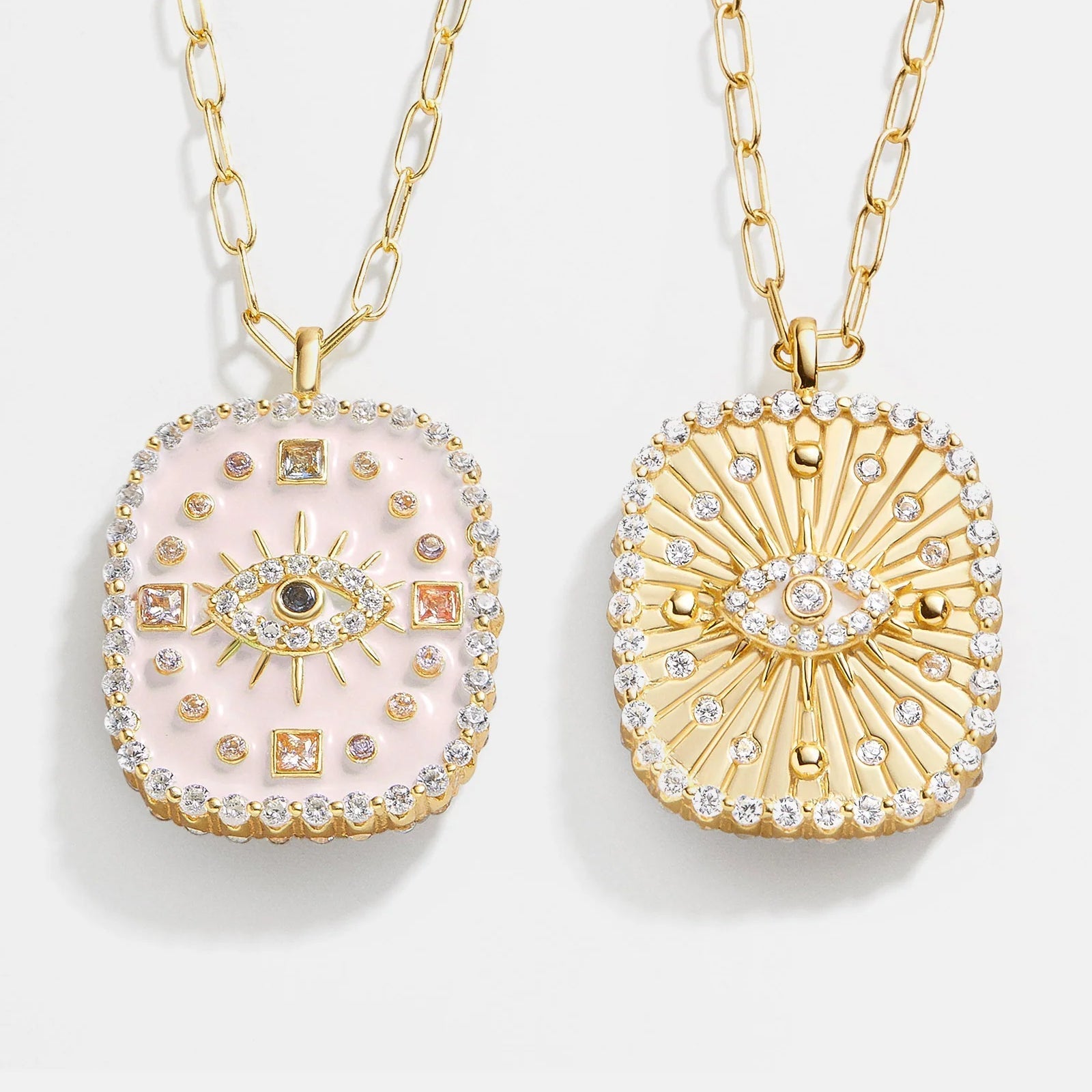 18K Gold Medallion Necklace - Evil Eye