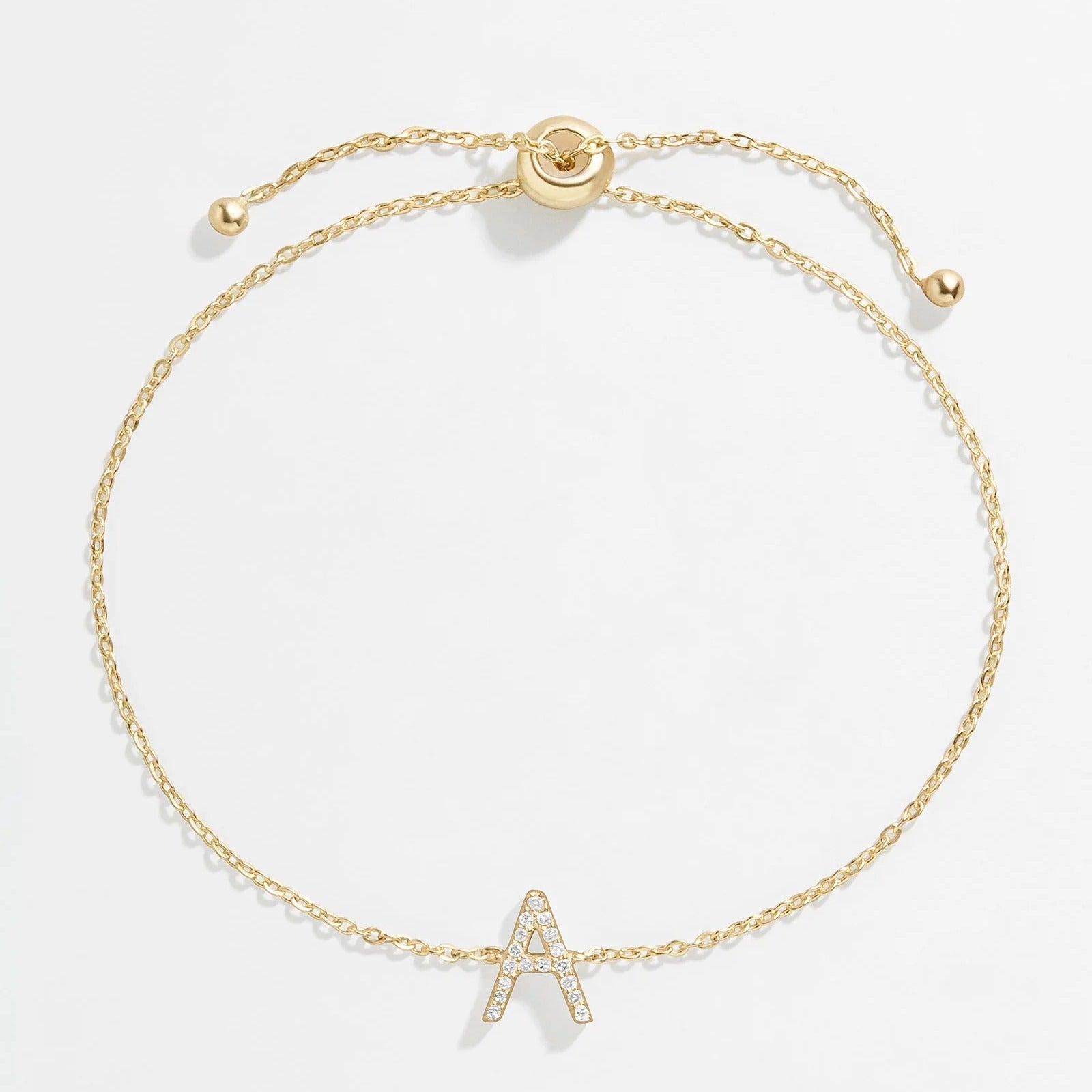 14K Gold & Diamond Initial Bracelet - Gold/Pavé