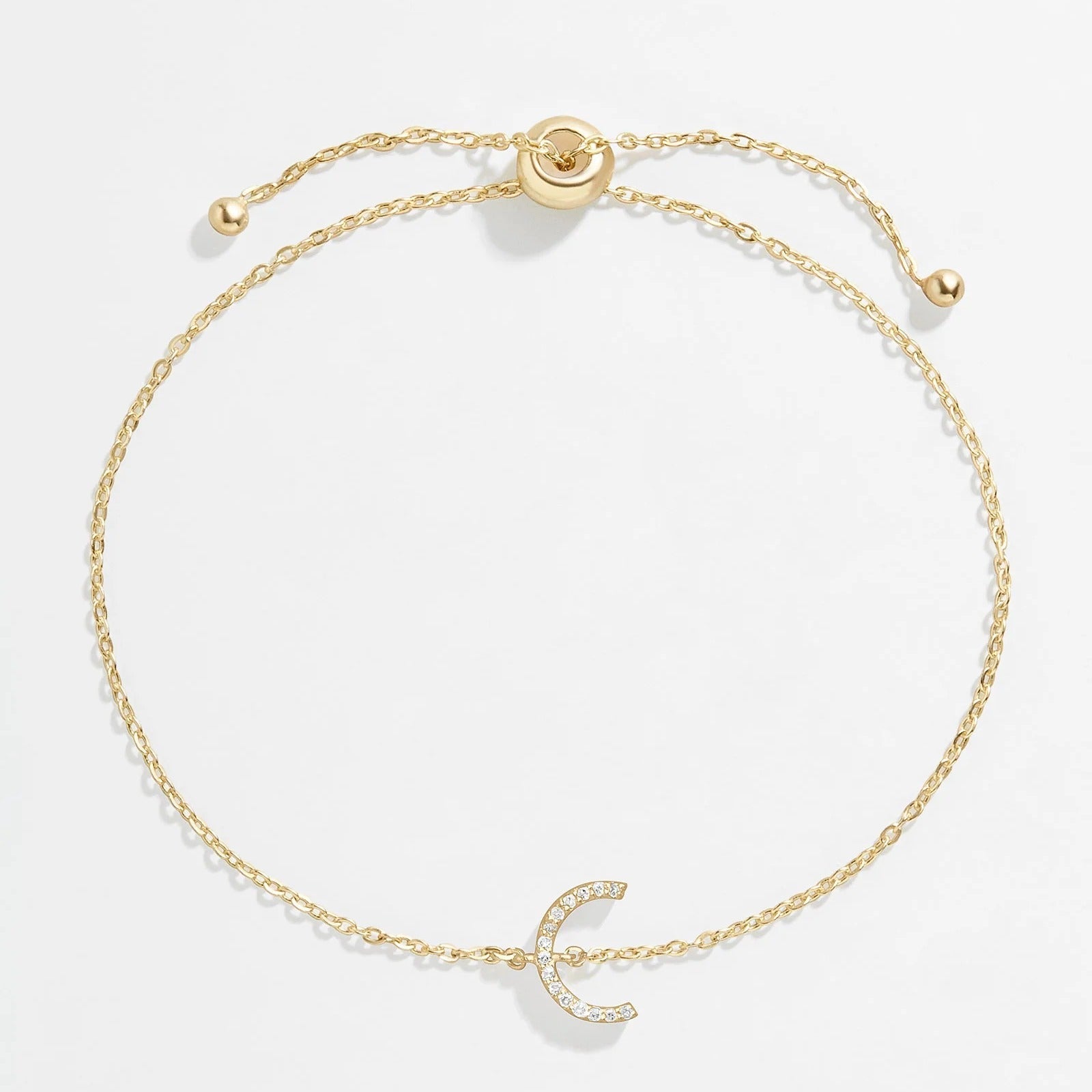 14K Gold & Diamond Initial Bracelet - Gold/Pavé